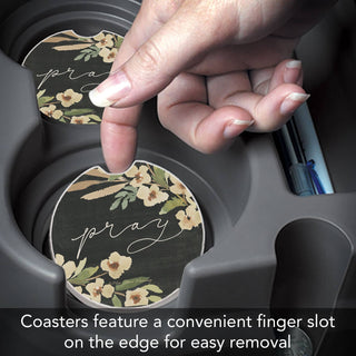 "Pray" Single Packaged Stone Car Coaster