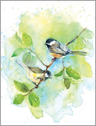Blank Note Card - Summer Chickadees