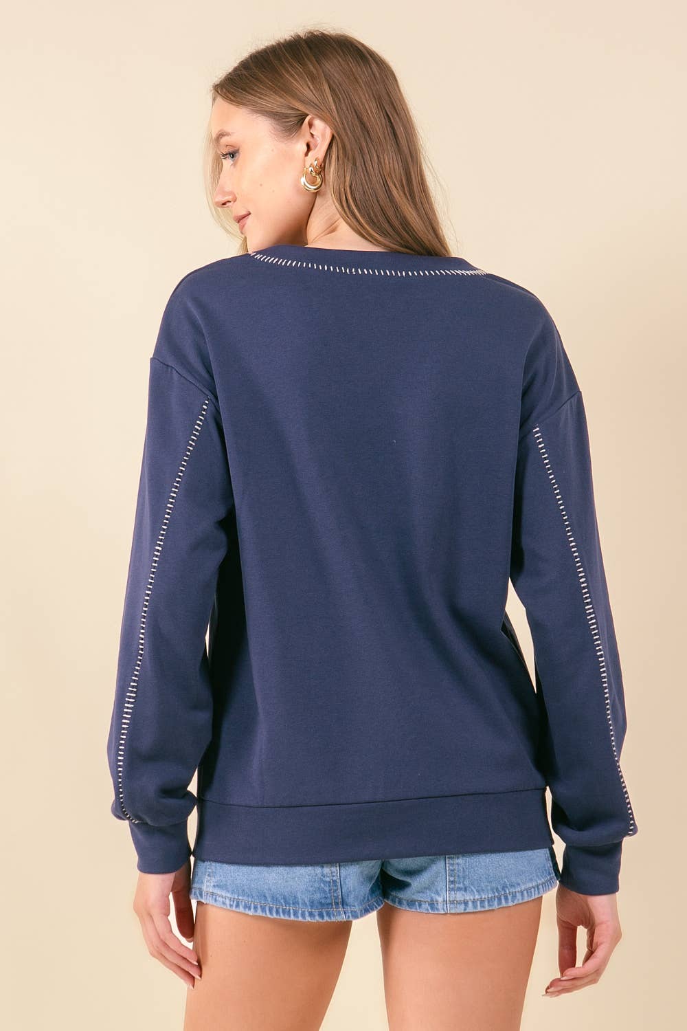 French Terry V-Neckline Oversized Sweatshirt