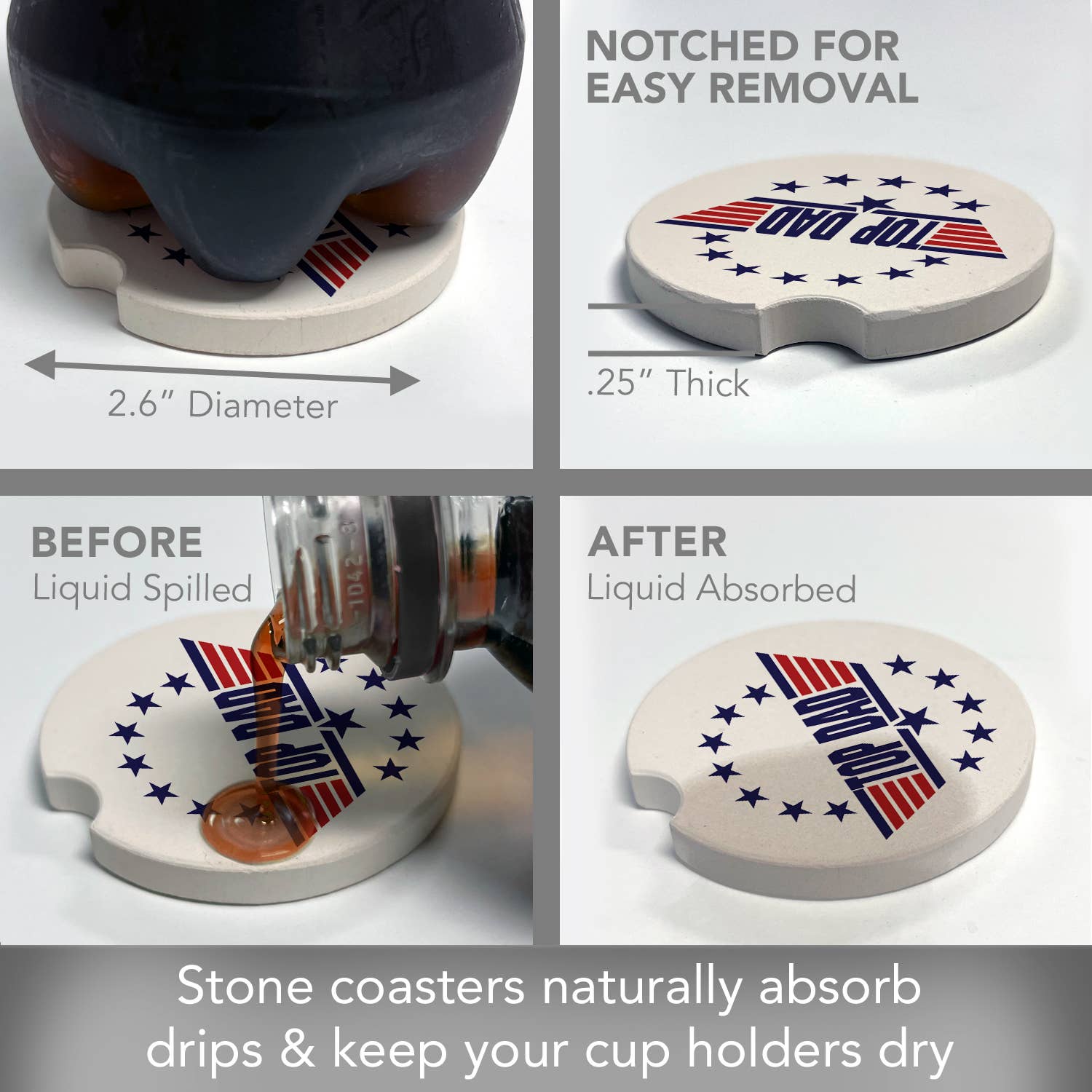 Top Dad Absorbent Stone Car Coaster