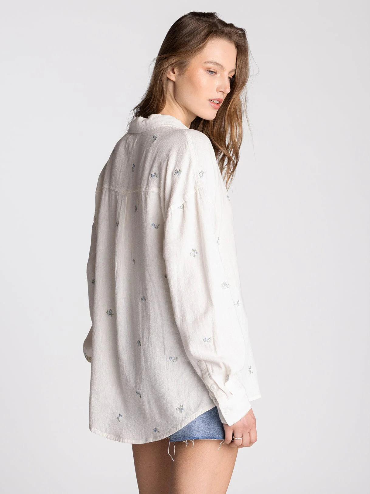 Yesenia Blue Floral Detail Shirt