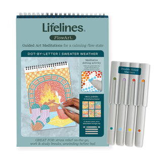 Lifelines FlowArt art kit with coloring book and markers on a white background