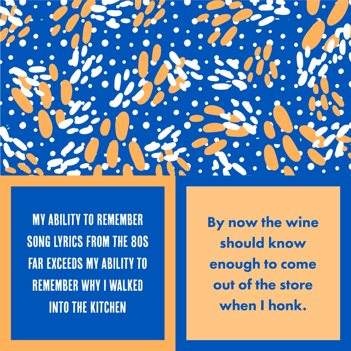 Funny double-sided cocktail napkins with 80s song lyrics memory joke and wine store humor by Drinks on Me.