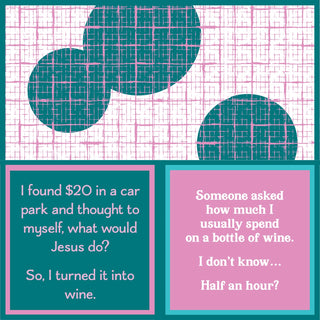 Funny double-sided wine cocktail napkins featuring Turned It Into Wine and how much do you spend on a bottle of wine sayings.