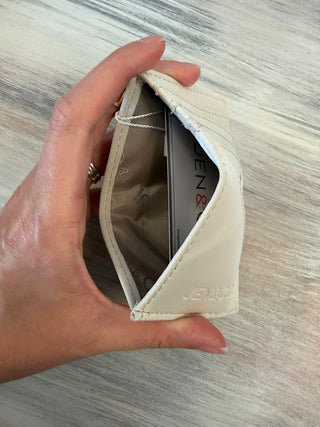 Gail RFID Minimalist Card Wallet in Bone vegan leather with card slots and back zip pocket