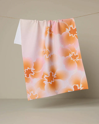 Geometry Nicole tea towel with soft peach and blush floral pattern for kitchen décor