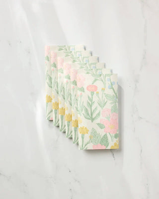 Geometry Wildflowers in Bloom Not Paper Towels — a set of 6 reusable paper towel alternatives with a pink, yellow, and green floral print on white, made from post-consumer recycled materials
