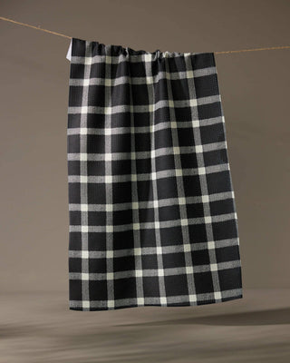 Geometry Wicklow Black Tea Towel — black and white checkered Geoweave™ kitchen towel, 18x30 inches, made from post-consumer recycled materials
