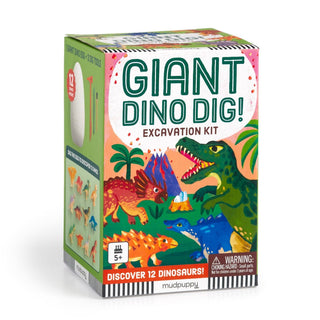 Giant Dino Dig! Excavation Kit by Chronicle Books — a kids dinosaur excavation activity kit with 12 hidden dinosaur surprises, 2 chisel tools, and 1 brush, for ages 5 and up
