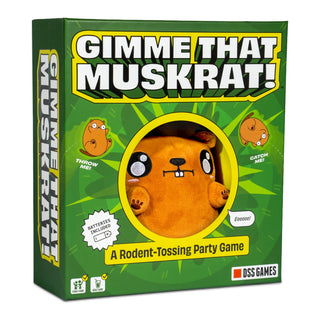 Gimme That Muskrat party game box with electronic plush muskrat and prompt cards
