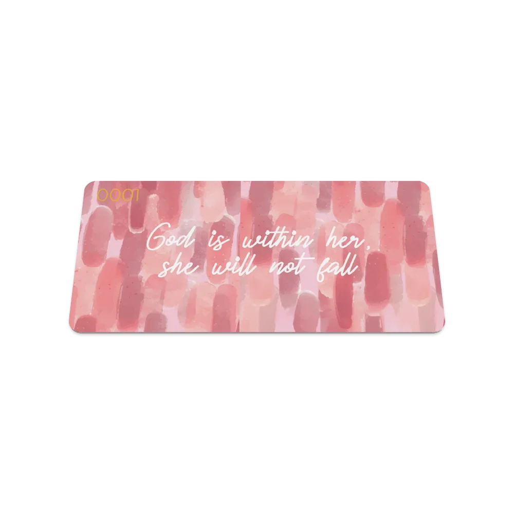 Pink God Is Within Her Bible verse bracelet inspired by Psalm 46:5 with interactive faith-based scripture experience