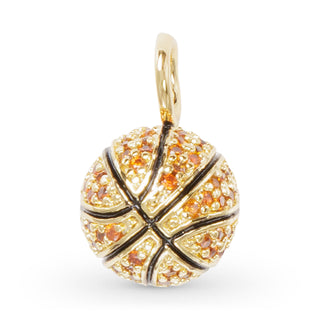gold cubic zirconia basketball charm for necklace or bracelet