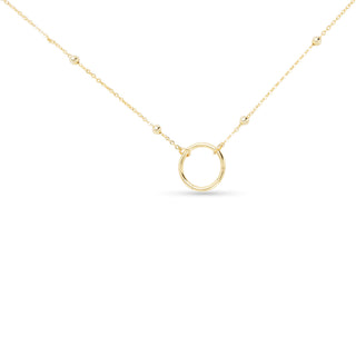 gold station bead chain necklace with front charm clasp
