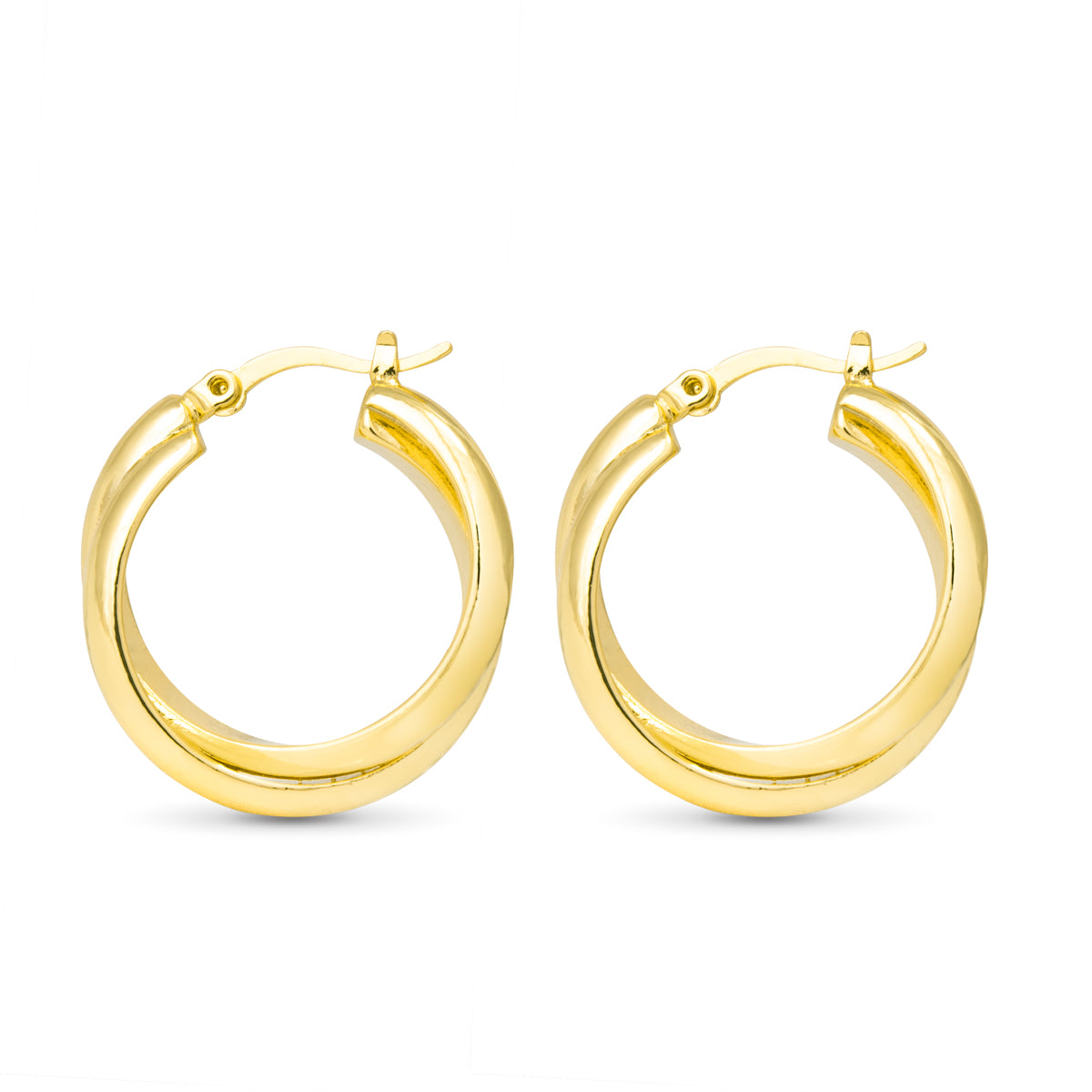 gold twisted hoop earrings polished classic design