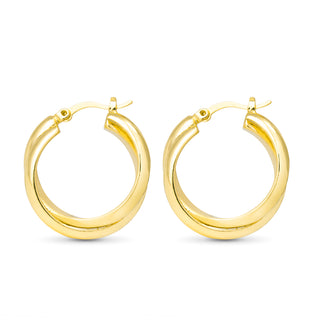 gold twisted hoop earrings polished classic design