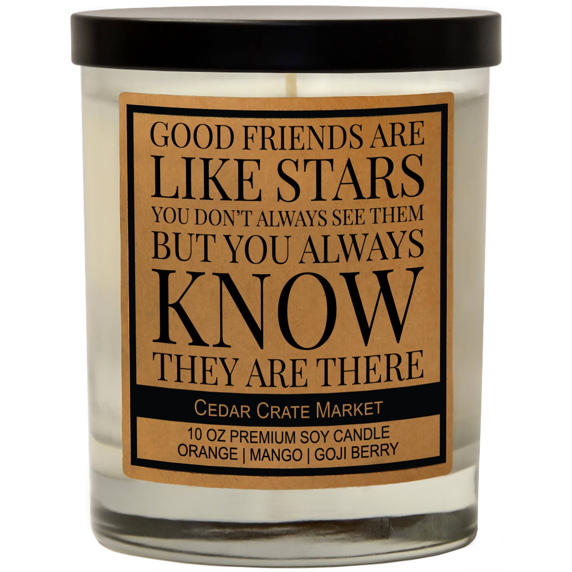 Good Friends Are Like Stars luxury soy candle in Patchouli Orange
