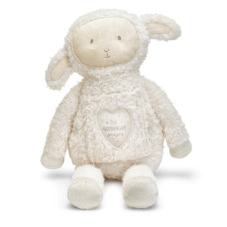 Goodnight Prayer Lamb soft white plush with coordinating baby blanket by DEMDACO Nighty Night — an 11" faith-inspired bedtime toy and baby shower gift
