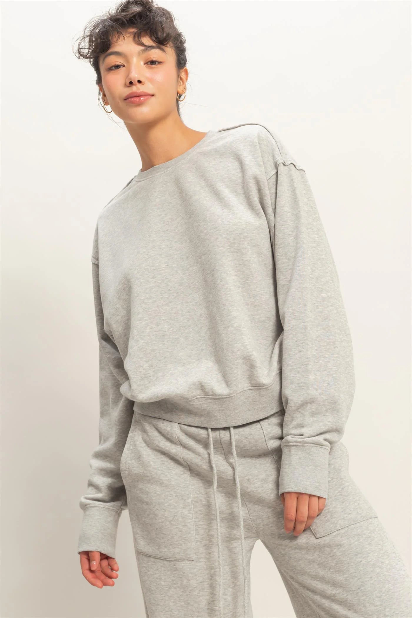 Raw Edge Detail Burnout Sweatshirt
