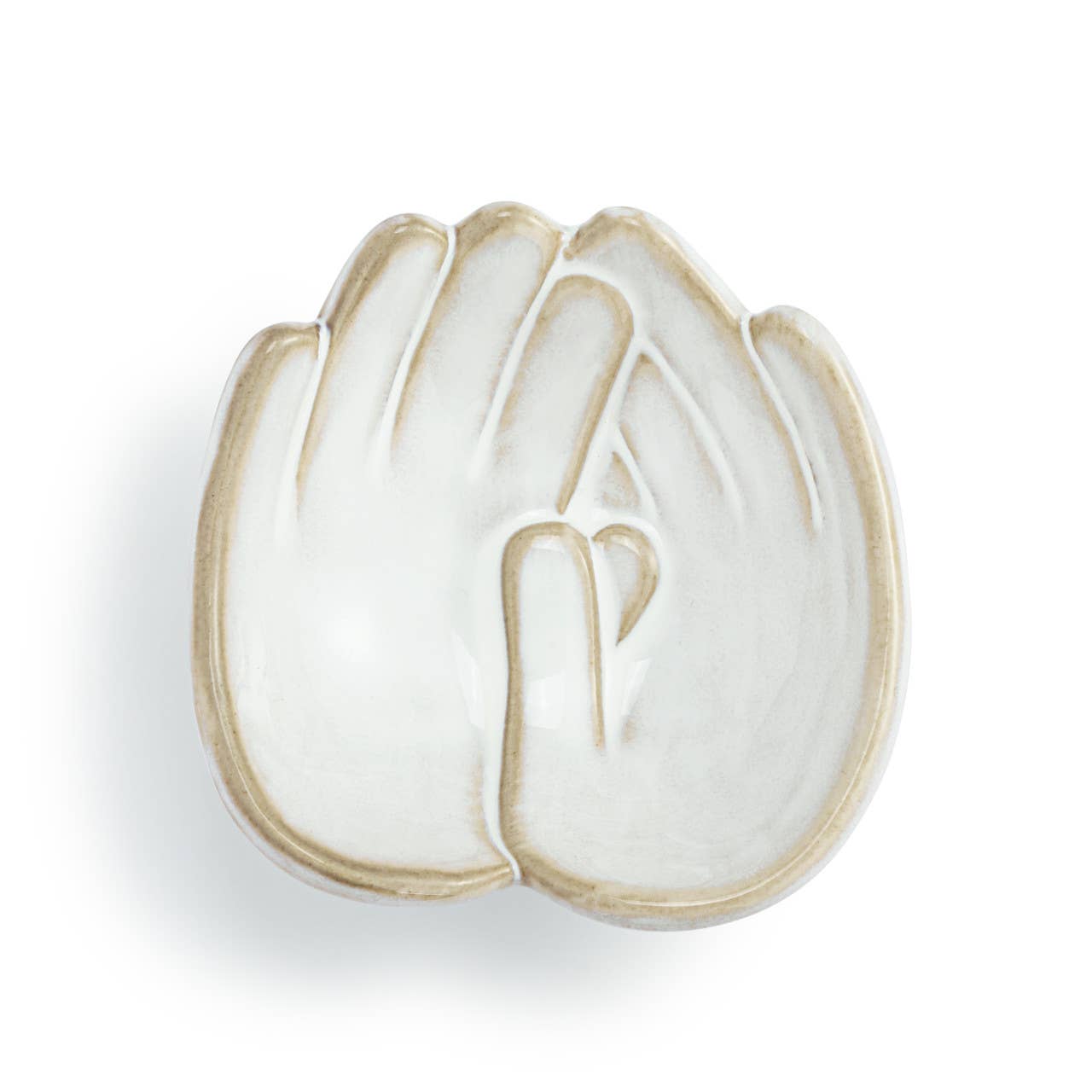 Hand in Hand Together handcrafted ceramic trinket dish 4x4 by DEMDACO — a sculptural hand-in-hand jewelry dish, a meaningful gift for couples and loved ones
