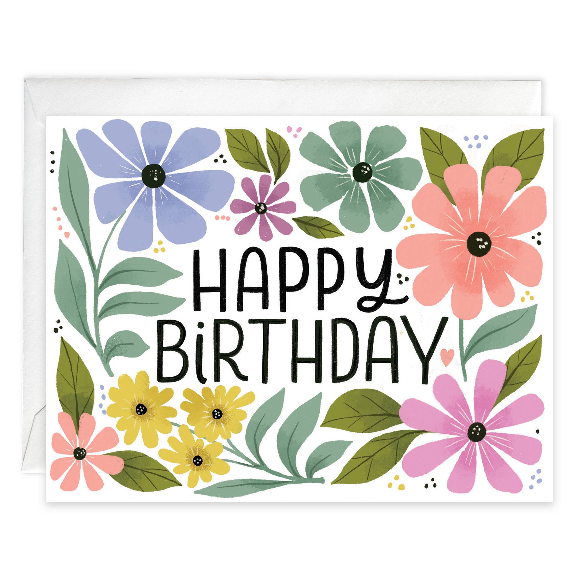 Happy Posies Birthday Greeting Card by Gina B Designs — a cheerful A2 birthday card with original posy floral artwork, includes envelope, proudly made in the USA
