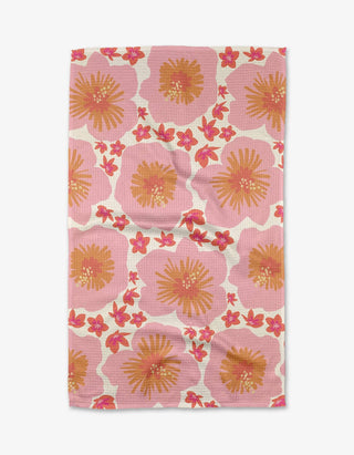 Pink and coral hibiscus floral eco-friendly kitchen tea towel by Geometry