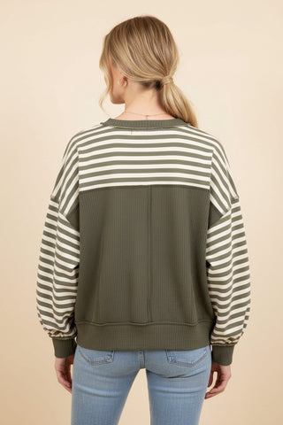 Plus Striped Crewneck Sweatshirt