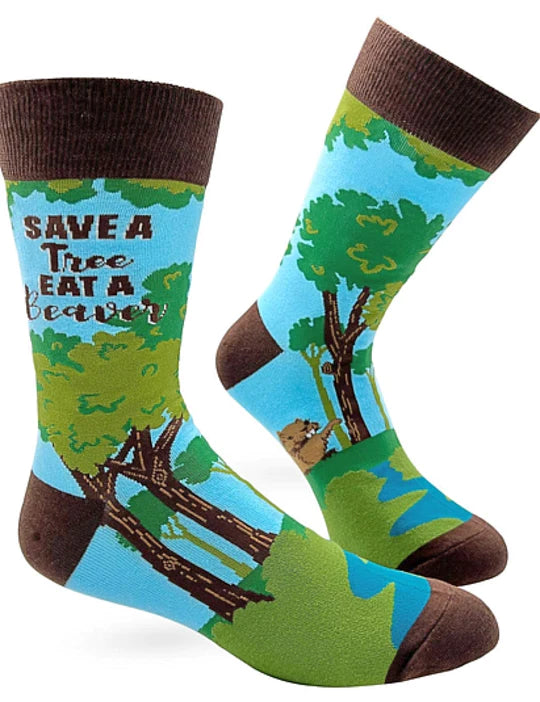 Save A Tree Eat a Beaver Crew Socks