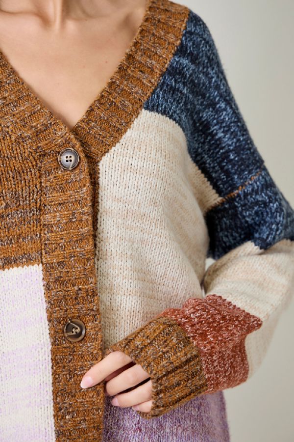 Color Blocked Sweater Cardigan