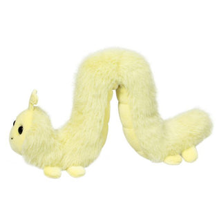 Soft pale yellow-green Inchy the Inchworm plush toy with long cuddly body and expressive eyes