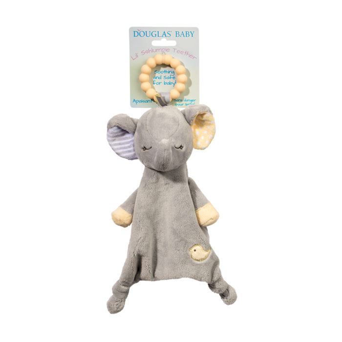 Joey the Elephant baby teether plush by Douglas Baby with silicone teething ring