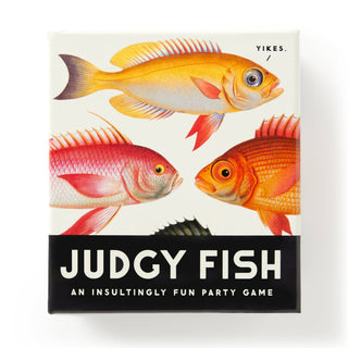 Brass Monkey Judgy Fish Game by Chronicle Books — a hilarious adult party card game where players compete to craft the funniest insults for judgmental fish characters, 2–4+ players
