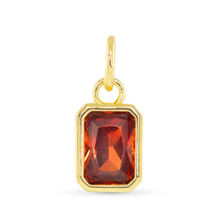 July birthstone charm with ruby red faceted stone and 18K gold dipped setting
