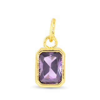 June birthstone charm with lavender faceted stone and 18K gold dipped setting