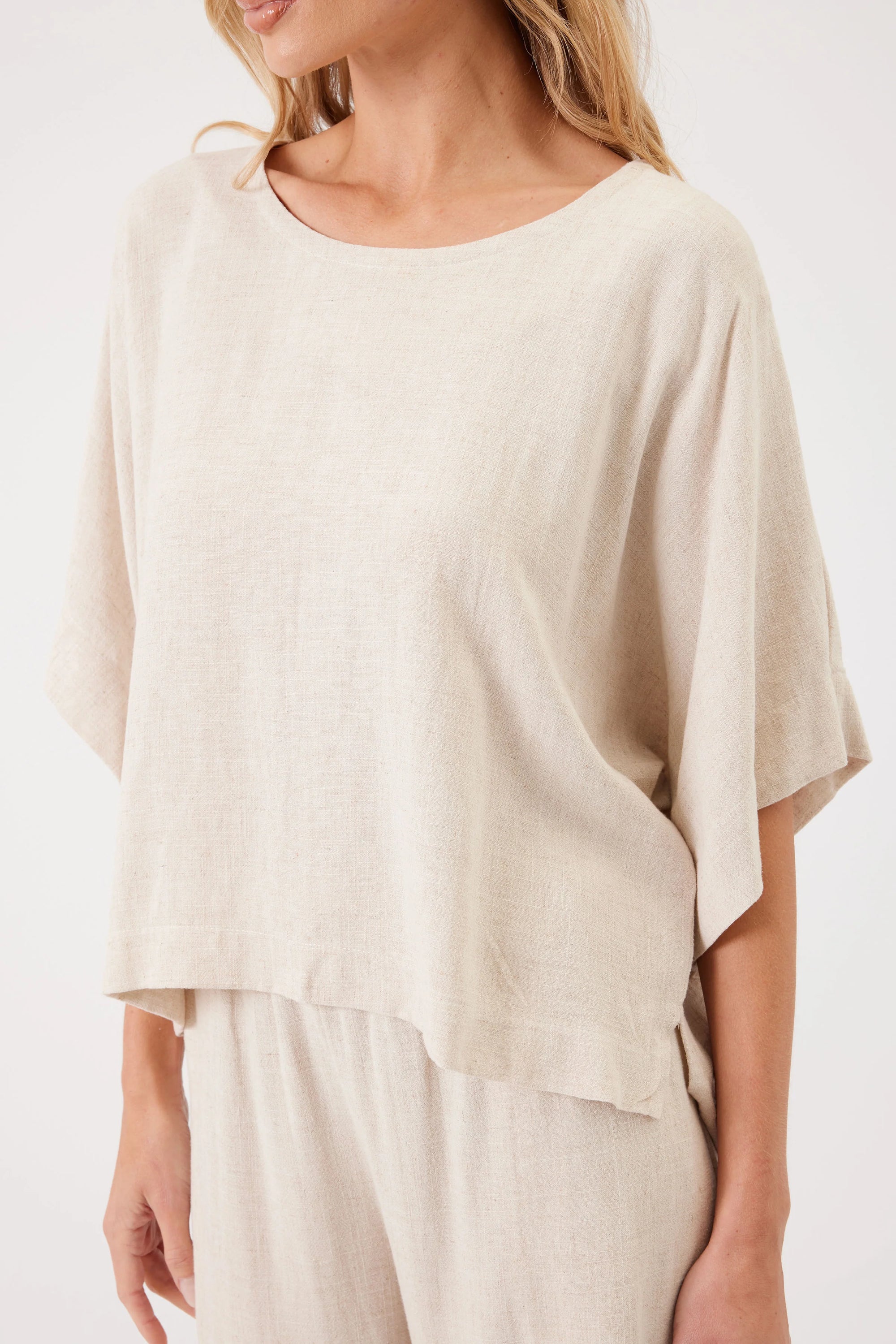 Kim Short Sleeve Linen Top