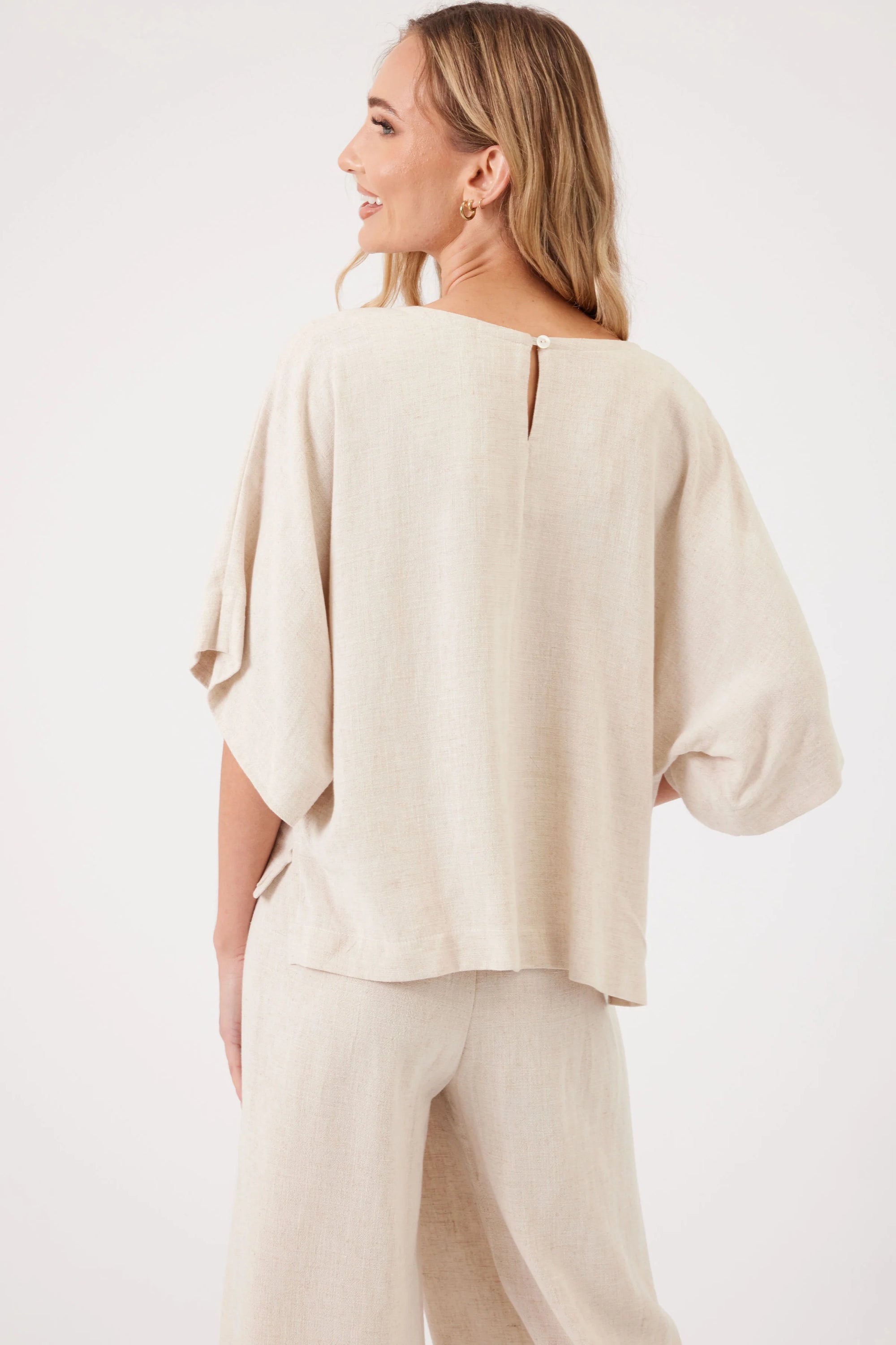 Kim Short Sleeve Linen Top