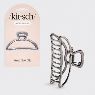 Kitsch Open Shape Metal Claw Hair Clip in hematite finish designed for secure all-day hold on thick, medium, and long hair.