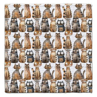 Kitty Cats eco-friendly washcloth with watercolor cat pattern by CJ Bella