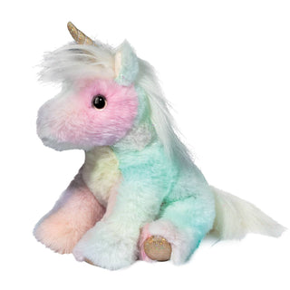 Kylie Rainbow Unicorn plush toy with pastel rainbow colors, fluffy mane, and iridescent horn