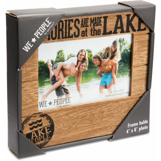 Rustic Lake People photo frame with Memories Are Made At The Lake sentiment holding a 4x6 photograph