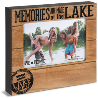 Rustic Lake People photo frame with Memories Are Made At The Lake sentiment holding a 4x6 photograph