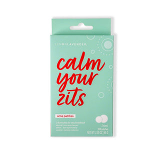 Lemon Lavender Calm Your Zits acne patches box with 108 blemish spot treatment patches in two sizes