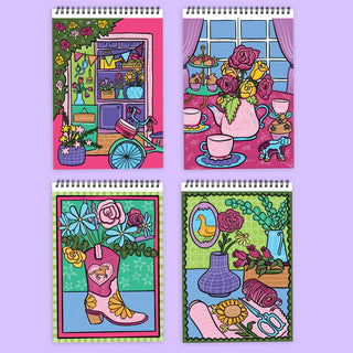 Lifelines FlowArt Color-to-Reveal Fragrant Blooms mindfulness coloring pad with scented markers and hidden reveal artwork examples