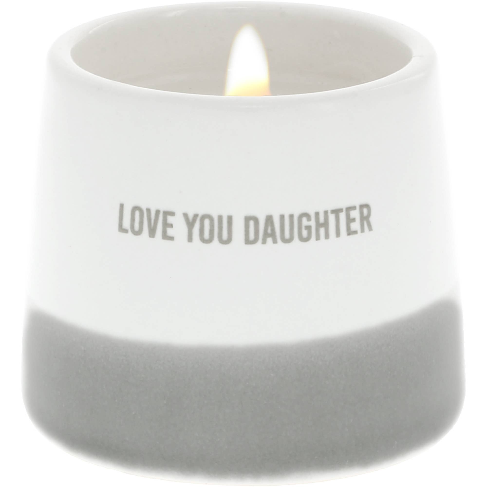 "Love You Daughter" wax reveal candle by Pavilion — a unique hidden message candle gift for daughters that reveals "you are so special" as the wax
