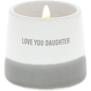 "Love You Daughter" wax reveal candle by Pavilion — a unique hidden message candle gift for daughters that reveals "you are so special" as the wax
