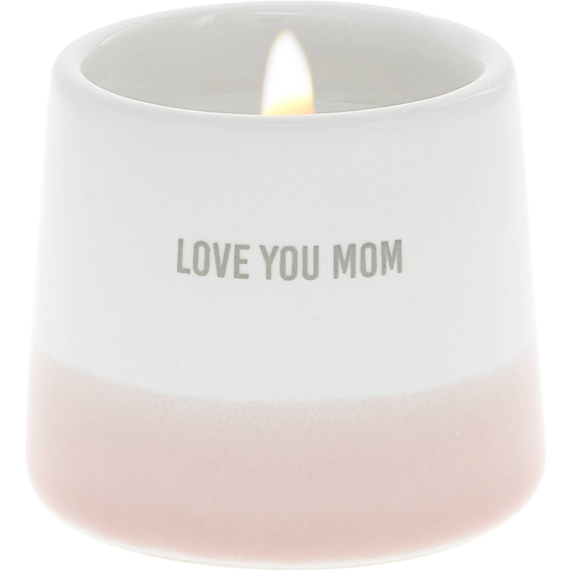"Love You Mom" wax reveal candle by Pavilion — a unique hidden message candle Mother's Day gift that reveals "You are amazing" as the wax melts

