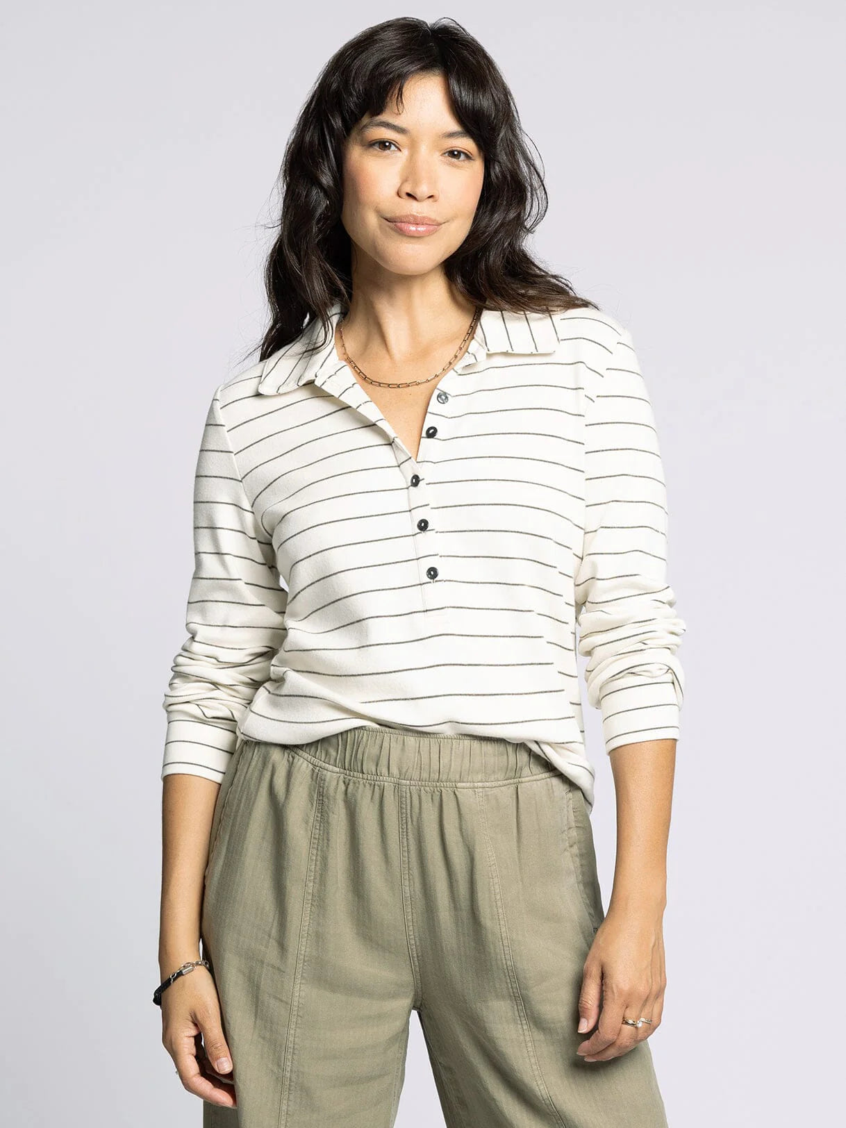 Lucy Collared Half Button Front Top