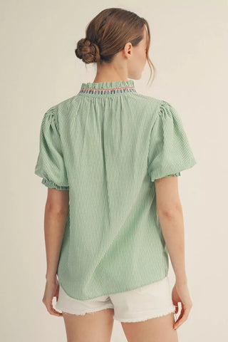 Puff Sleeve Stripe Top