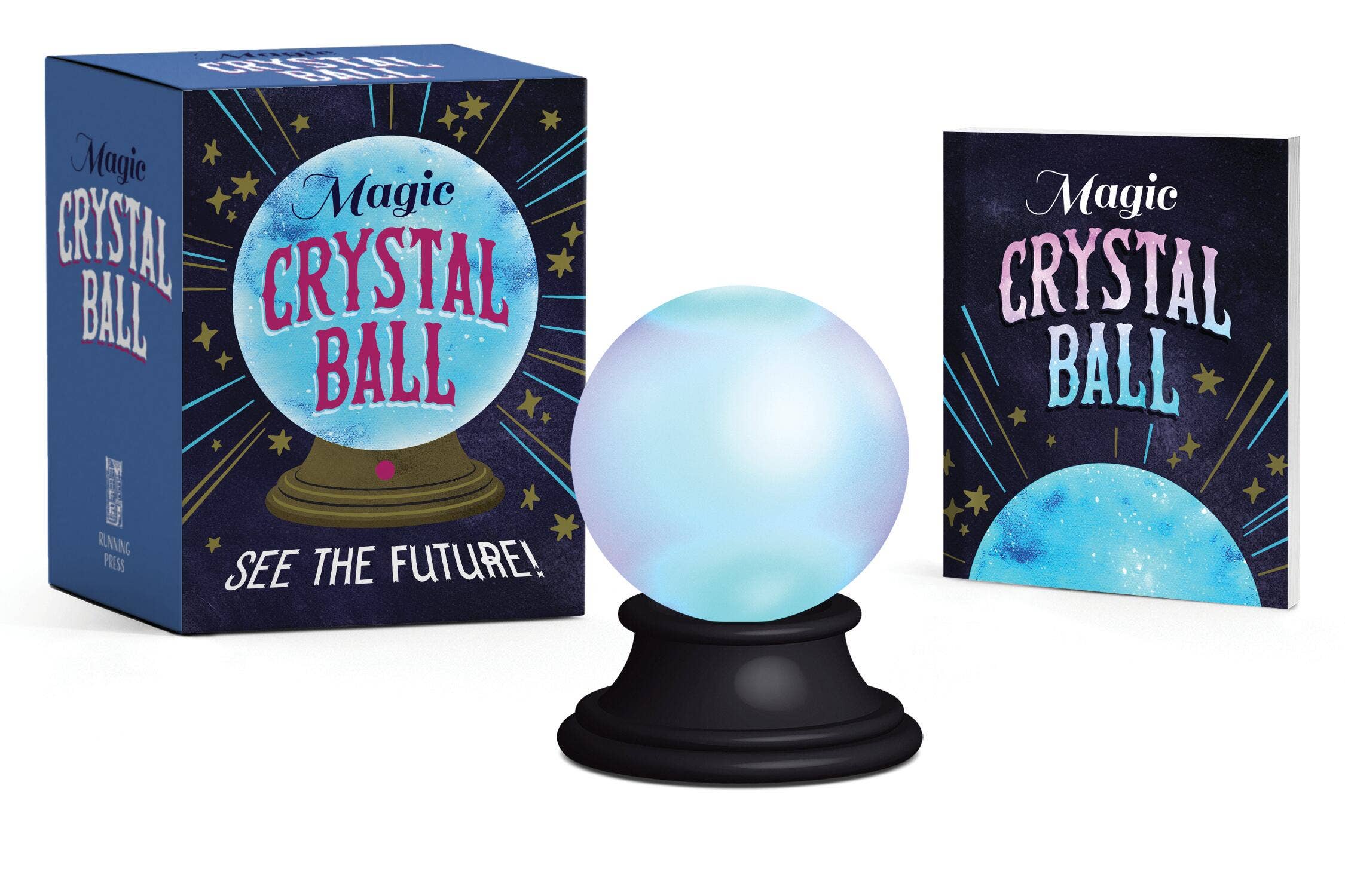 mini glowing crystal ball gift with stand and mystical guide book