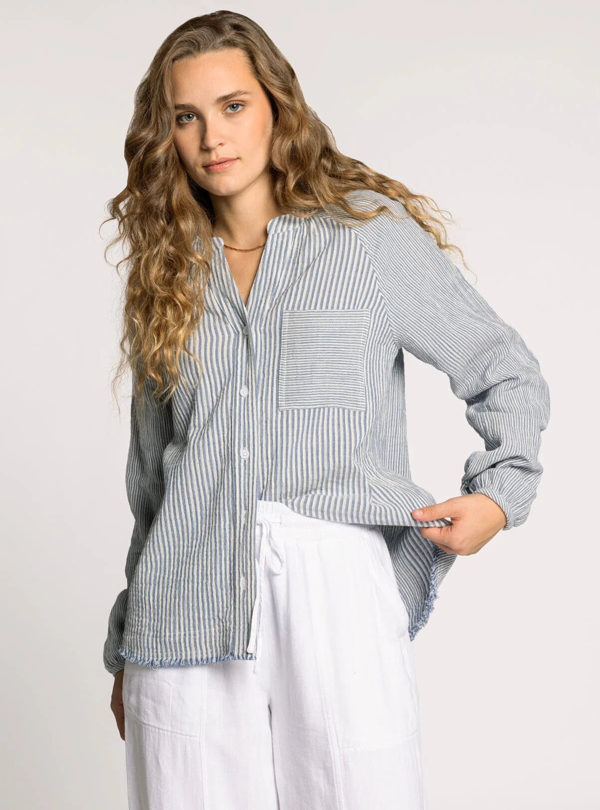 Maia V-Neck Striped Shirt
