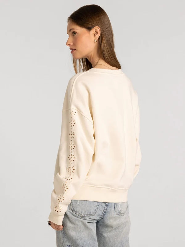 eggnog — women's long sleeve round neck top, back view